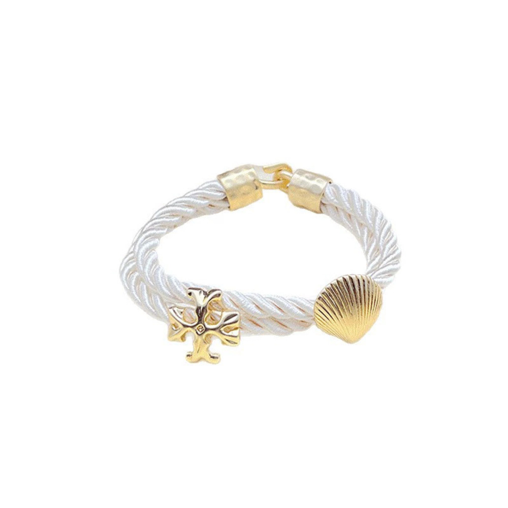 Tory Burch Retro Alphabet Shell Braided Rope Bracelet - Picture 5 of 7